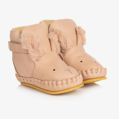 Donsje Babies' Girls Pink Leather Bunny Boots