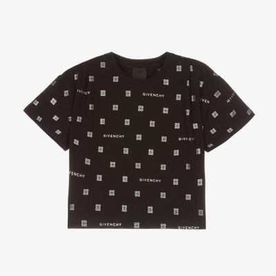 Givenchy Teen Girls Black Cropped 4g Logo T-shirt