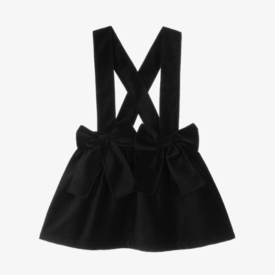 Phi Clothing Kids' Girls Black Cotton Velvet Bow Skirt