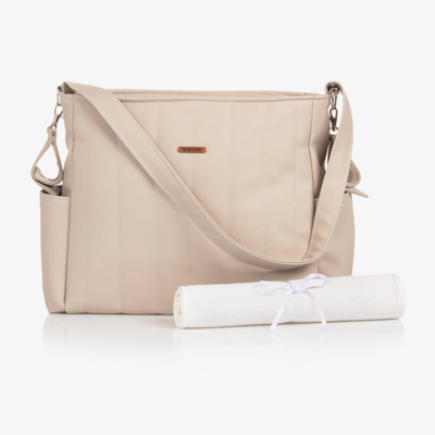 Uzturre Beige Faux Leather Baby Changing Bag (43cm)