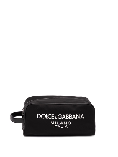 Dolce & Gabbana Pouch With Logo In Black  