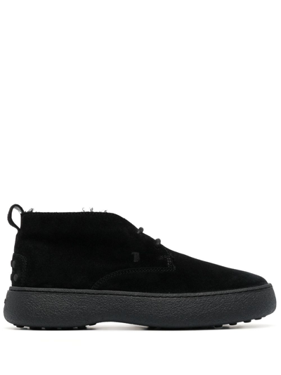 Tod's Desert Suede Boots In Black