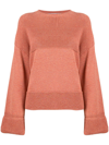 Off-white Colour-block Ribbed-knit Jumper In 橘色