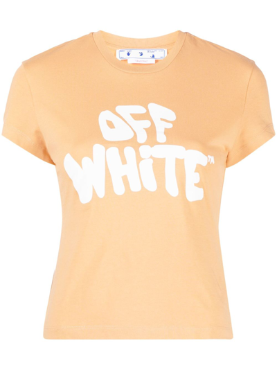 Off-white Logo-print Short-sleeve T-shirt In 橘色