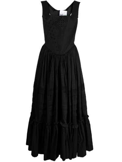 Natasha Zinko Corset-style Panelled Midi Dress In 黑色