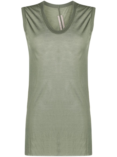 Rick Owens Sleeveless V-neck Tank Top In Green