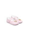 Versace Heart-plaque Detail Ballerina Shoes In 粉色