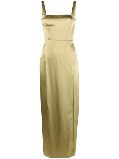 Reformation Solay Silk-charmeuse Midi Dress In Green