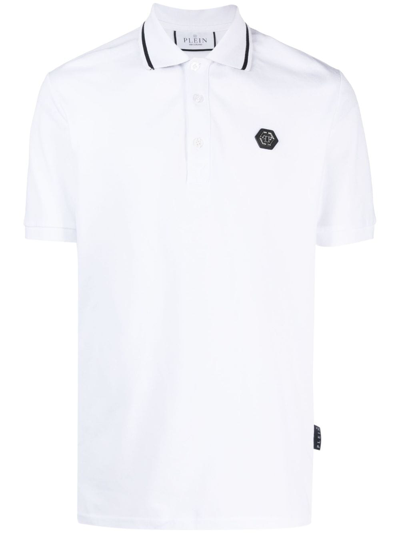 Philipp Plein Ss Paisley Strass Polo Shirtw In White