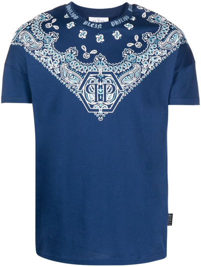 Philipp Plein Paisley Bandana-print T-shirt In Blue