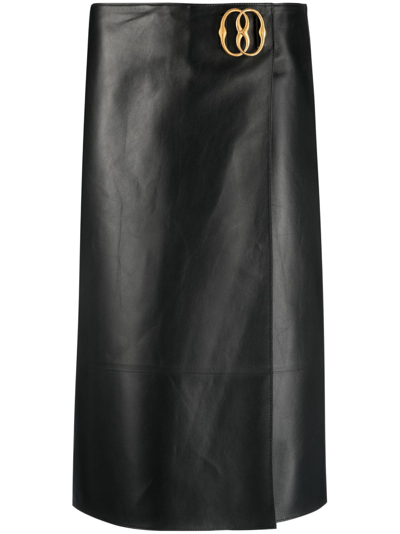 Bally Logo Leather Skirt In Black