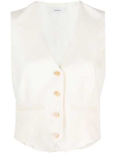 Wardrobe.nyc Cropped Wool Vest In Ofwht Off White