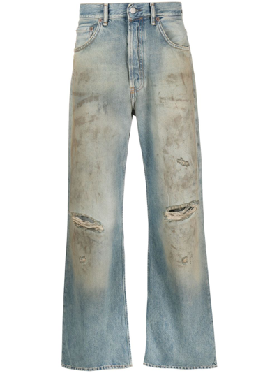 Acne Studios Distressed Loose-fit Jeans In Blue