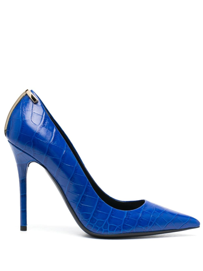 Tom Ford 85mm T Croc Embossed Pumps In Blue