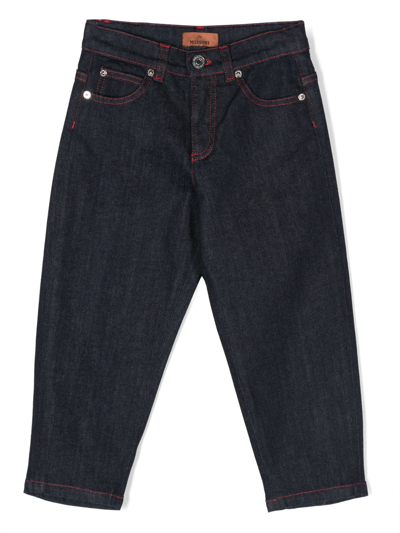 Missoni Kids' Embroidered-logo Straight-leg Jeans In 蓝色