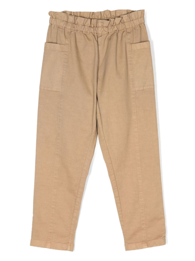 Bonpoint Kids' Tiche Paperbag-waist Trousers In Neutrals