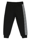 VERSACE VERSACE KID BOY FLEECE GRECA MEDUSA PRINT TRACK PANTS BLACK