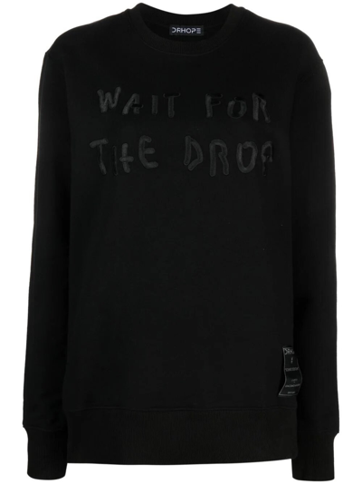 Drhope Embroidered Long-sleeve Cotton Sweatshirt In Black