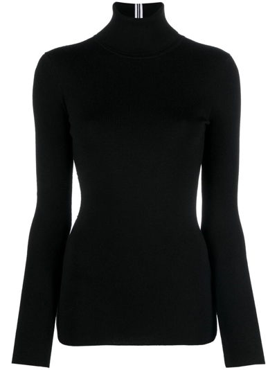 Victoria Beckham Logo-embroidered High-neck Knit In Black  