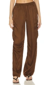 Helmut Lang Satin Pull-on Cargo Pants In Brown