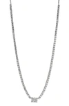 Nadri Emerald Cut Tennis Necklace In Silver