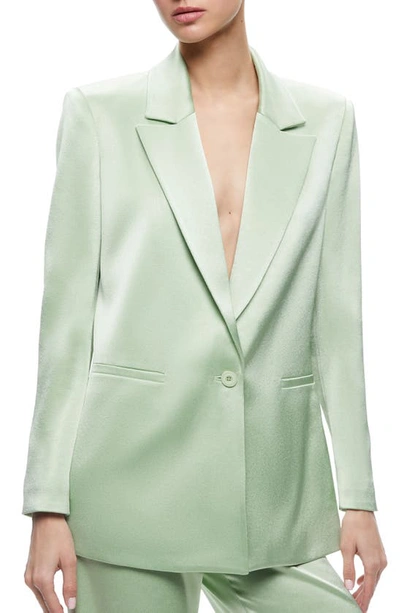 Alice And Olivia Denny Notched Collar Blazer In Green