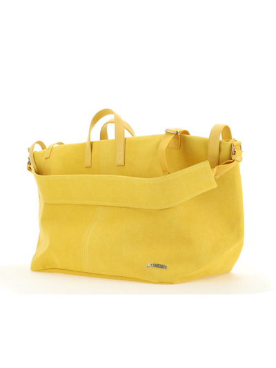 Jacquemus Logo Plaque Padded Tote Bag In Dark Yellow