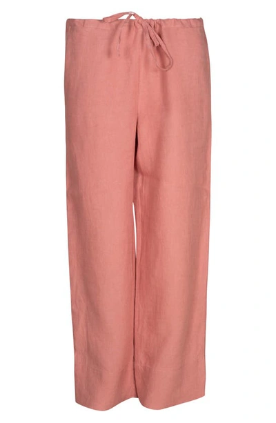 Bed Threads Linen Lounge Pants In Pink Clay