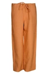Bed Threads Linen Lounge Pants In Rust