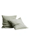 Bed Threads Set Of 2 French Linen Euro Pillowcases In Sage