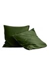 Bed Threads Set Of 2 French Linen Euro Pillowcases In Olive