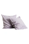 Bed Threads Set Of 2 French Linen Euro Pillowcases In Lilac