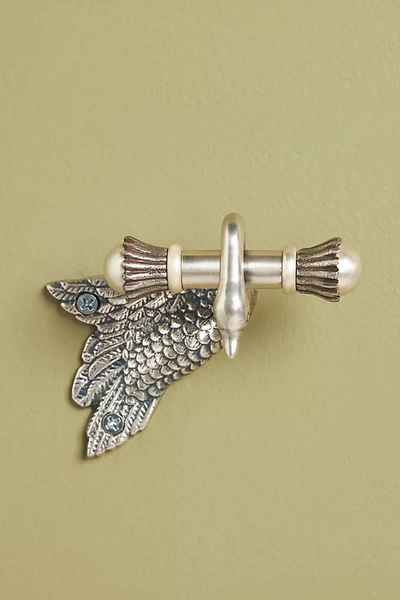 Anthropologie Swan Bath Hook In Silver