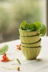 Anthropologie Amelie Latte Portuguese Stoneware Mini Bowls, Set Of 4 In Green