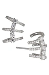 Nadri Love All Cubic Zirconia Triple Huggie Hoop Earrings In Rhodium