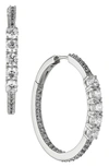 Nadri Love All Cubic Zirconia Hoop Earrings In Rhodium Plated