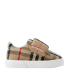 BURBERRY COTTON CHECK PRINT SNEAKERS