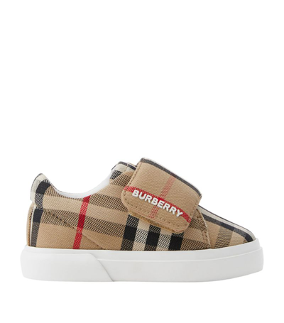Burberry Cotton Check Print Sneakers In Neutrals