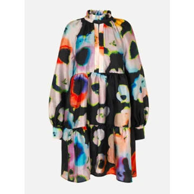 Stine Goya Jasmine Black Floral Dress In Multicolor