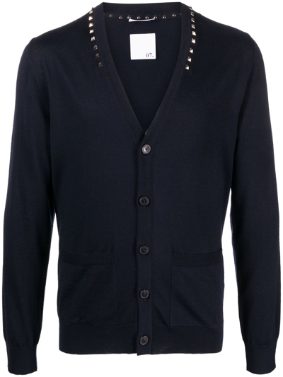 Valentino Garavani Rockstud Knit Cardigan In Blue