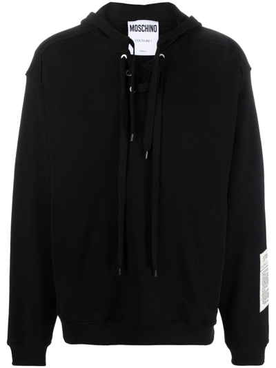 Moschino Long-sleeve Organic-cotton Hoodie In Black