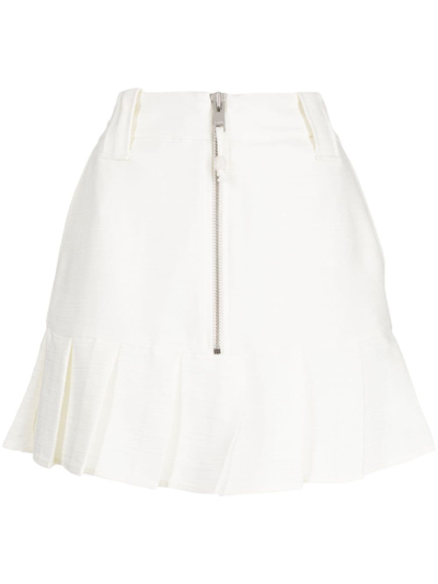 Ganni Slub Linen Mini Skirt In White