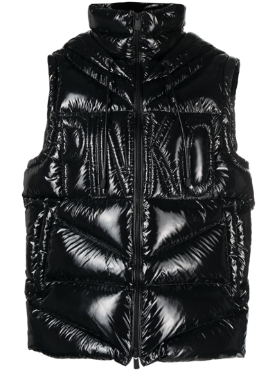 Pinko Logo-embossed Puffer Gilet In Black