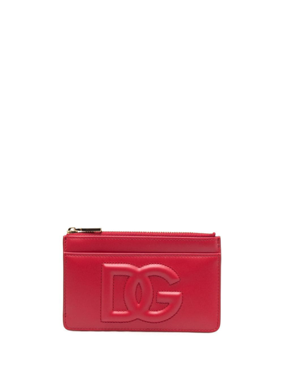 Dolce & Gabbana Dg Logo Zip Purse In Red