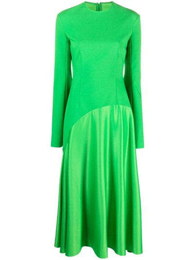 Solace London Gaia Flared Midi Dress In Green