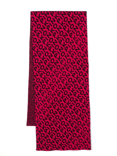 Pinko Logo-print Two-tone Scarf In Pink/black