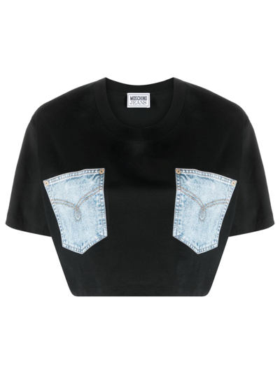Moschino Logo-patch Cotton T-shirt In Black