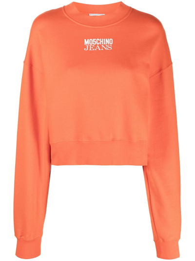 Moschino Logo-print Cotton Sweatshirt In Orange