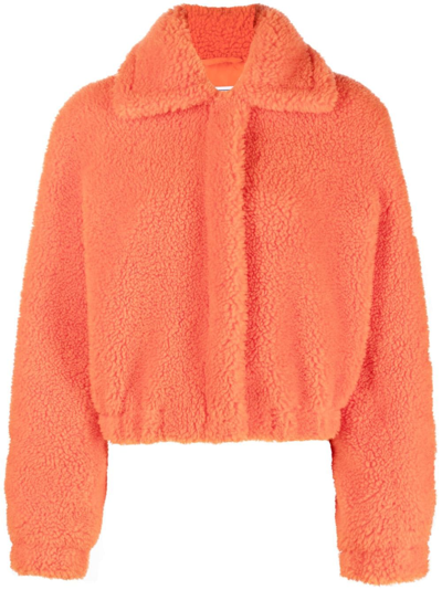Moschino Fleece-texture Long-sleeve Jacket In Orange