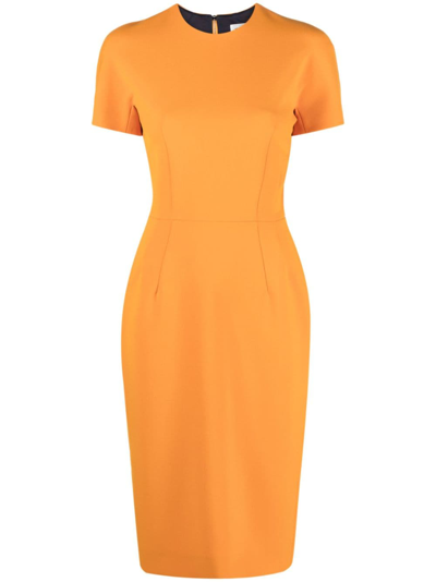 Victoria Beckham Short-sleeve Zip-up Midi Dress In Orange